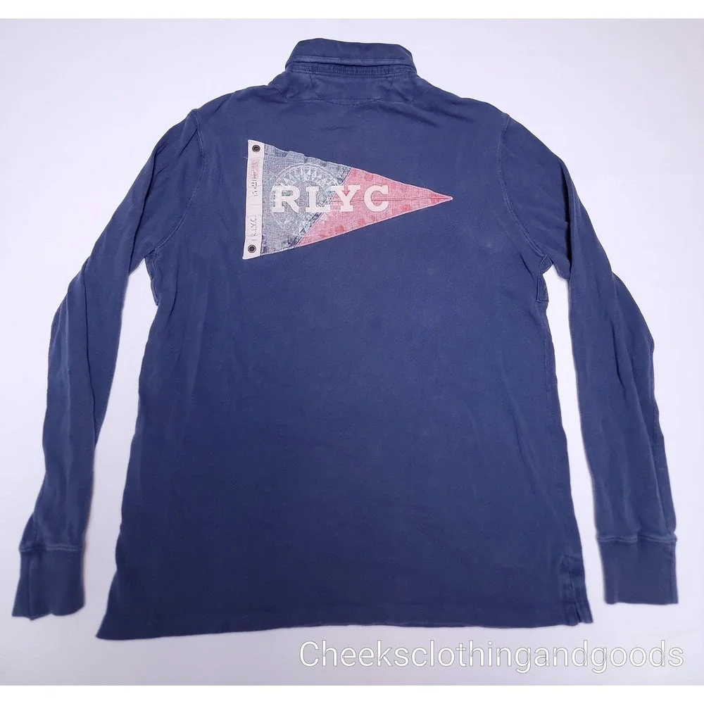 Polo Ralph Lauren RLYC Yacht Club Rugby LS Shirt size LARGE PREP Vintage Style